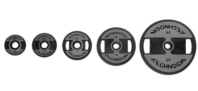 Discs in urethane hole 50 technogym