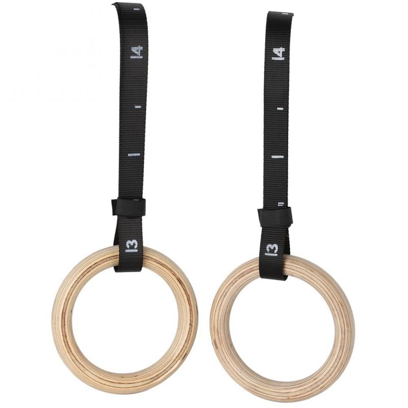 Coppia anelli da ginnastica in legno di faggio cinghie nylon regolabili  CAGL