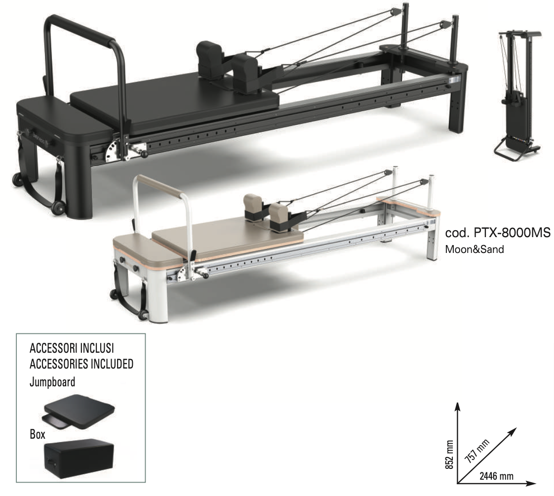 REFORMER FULL TRACK IN ALLUMINIO PTX8000 - PTX-8000BP / PTX-8000MS